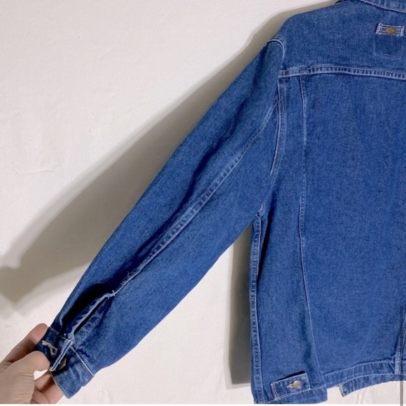 ID Wear Utility Style Denim Jean Jacket With Leather Collar S - Picture 8 of 11